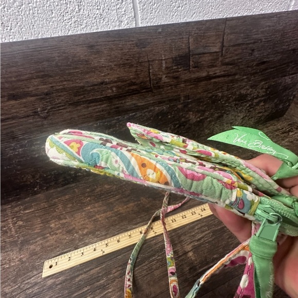 Vera Bradley Pink and Green Quilted Crossbody Bag Purse with Floral Pattern - Picture 7 of 8
